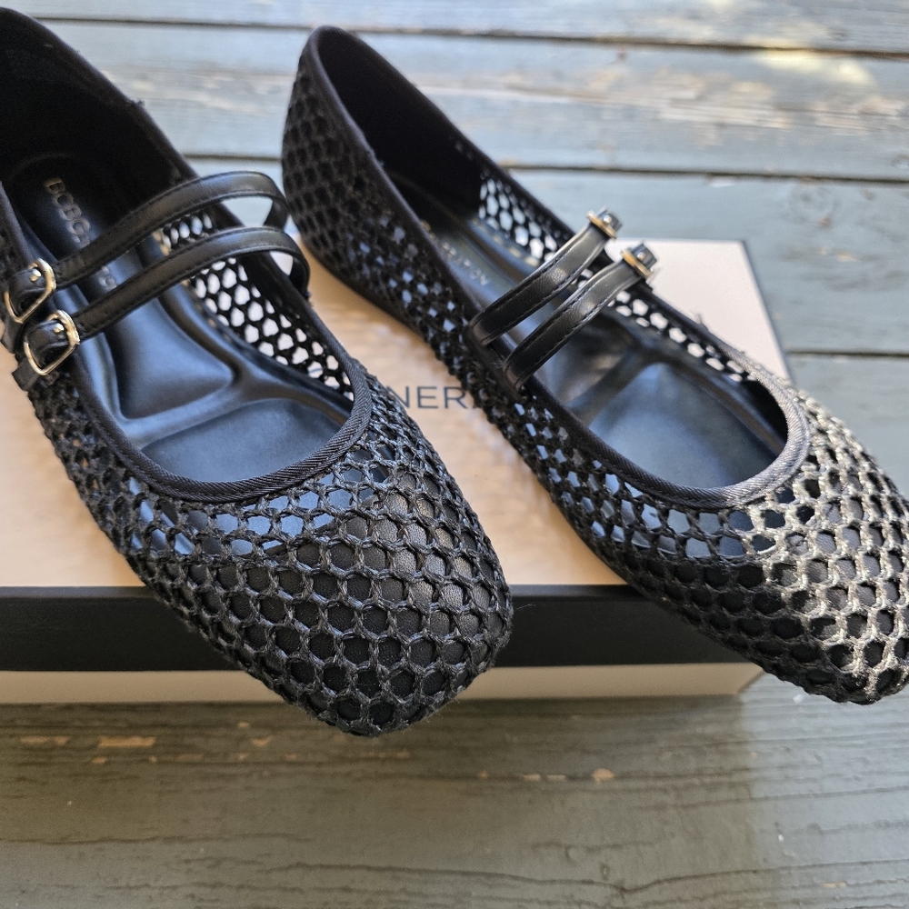 NWT!! BCBGeneration Black Mesh Flats with Double Straps